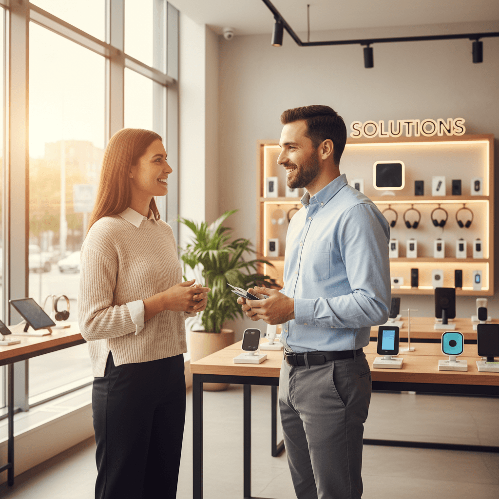 Customer service representative helping a shopper